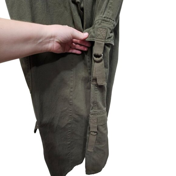 Love Fire Womens Cargo Pants Junior Size 3‎ Olive Green Cotton Pockets Loops - Picture 5 of 10